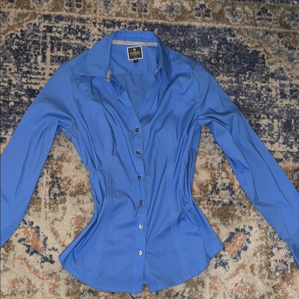 Women's Blue Button-Up Shirt